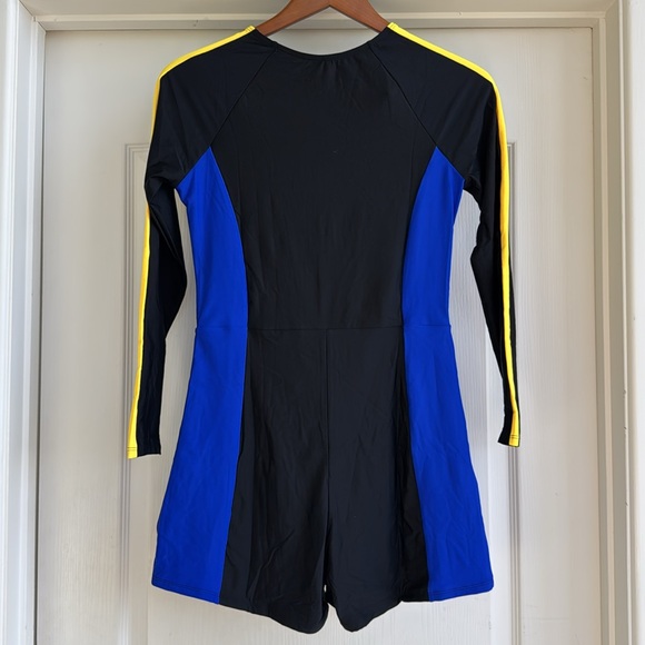 Black and Blue Long Sleeve Swimsuit - Picture 5 of 10